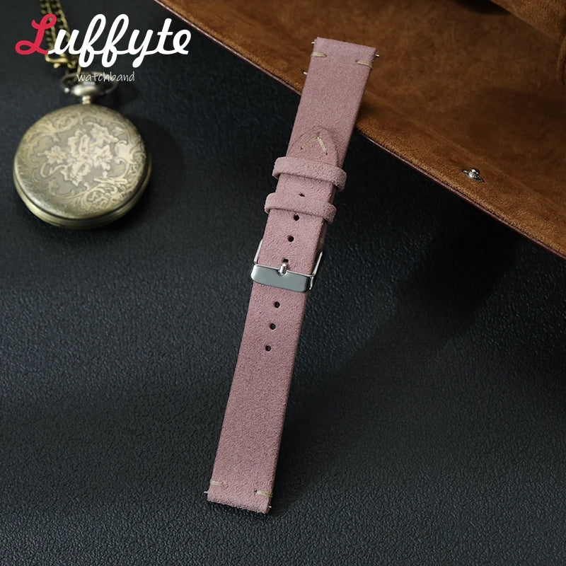 Vintage Suede Leather Watch Band 18mm 20mm 22mm Handmade Men Women Wristwatch Strap Quick Release Smartwatch Watchband