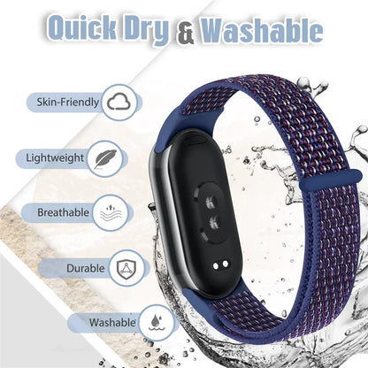 Nylon Loop Sports Strap for Xiaomi Mi Band 9 NFC SmartWatch Wristband Replacement Correa Mi band 9-8 Bracelet Belt Accessories