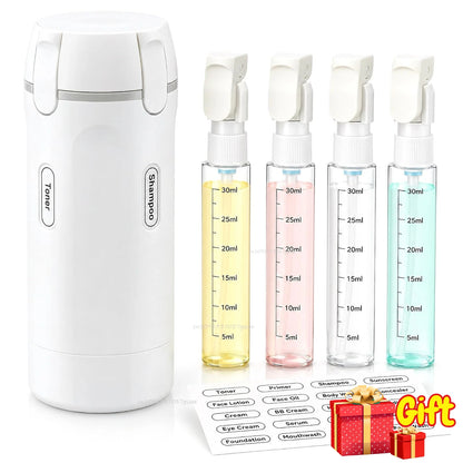 4-in-1 Emulsion Dispenser Bottle Travel Bottle Minimalist with Labels Travel Dispenser Bottle Toiletry Container Travel Bottles