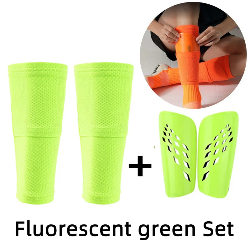 A Set Soccer Shin Guard Adults Kids Socks With Pocket Professional Shields Legging Shinguards Cover Sleeves Protective Gear