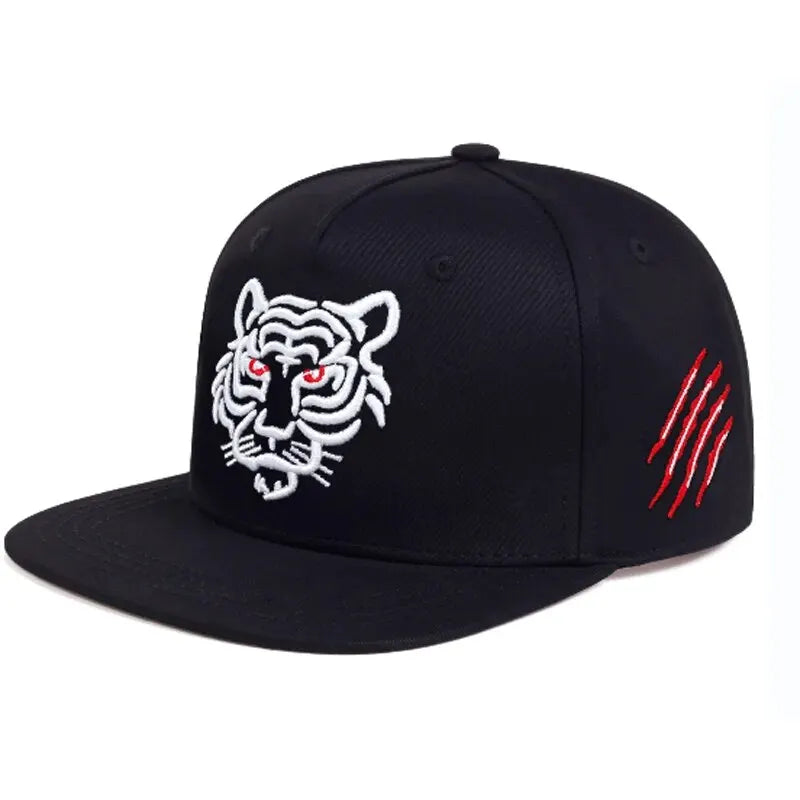 Unisex Tiger Embroidered Hip-hop Hats Outdoor Adjustable Casual Baseball Caps Sunscreen Hat