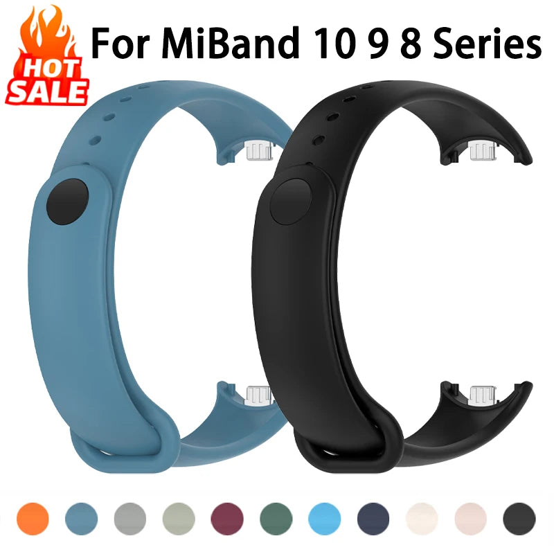 Silicone Strap For Xiaomi Smart Band 10 9 8 Sport Rubber Bracelet pulseira Correas Xiaomi mi Smart Band 10 9 8 NFC Accessories