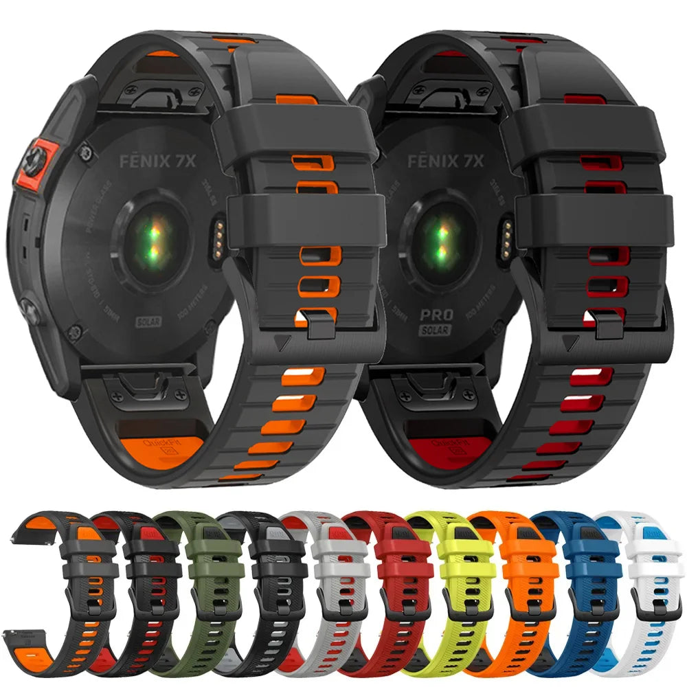 22 26MM Silicone WatchBand Strap For Garmin Fenix 7 7X 6X 6 Pro 5 5X Plus Epix Gen2 Enduro 2 WristStrap QuickFit Release Bracele