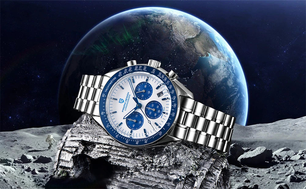 PAGANI DESIGN 2026 New Moon Men's Watches Luxury Quartz Watch For Men VK63 Chronograph AR Sapphire Mirror Ceramic Bezel Luminous