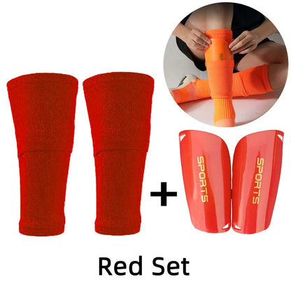 A Set Soccer Shin Guard Adults Kids Socks With Pocket Professional Shields Legging Shinguards Cover Sleeves Protective Gear