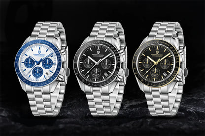 PAGANI DESIGN 2026 New Moon Men's Watches Luxury Quartz Watch For Men VK63 Chronograph AR Sapphire Mirror Ceramic Bezel Luminous