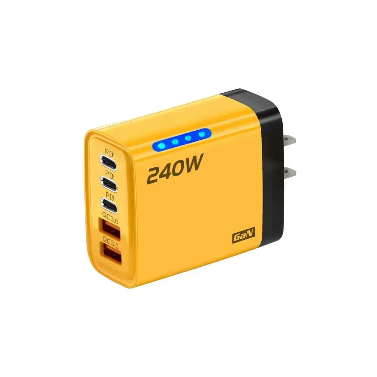 5-in-1 GaN 240W Fast Charger  Desktop Charger USB Type C Charger Fast Charging Quick Charge 3.0 Adapter For iPhone SamsungHuawei
