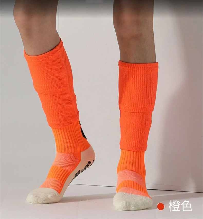 A Set Soccer Shin Guard Adults Kids Socks With Pocket Professional Shields Legging Shinguards Cover Sleeves Protective Gear