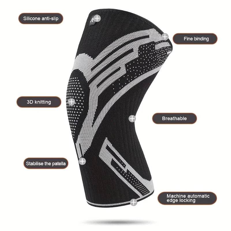 1 Pcs Compression Knee Support Sleeve Elastic Breathable Knee Pads Brace Springs Gym Sports Protector Basketball Volleyball Run