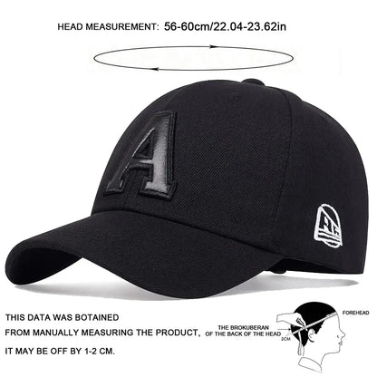 Unisex A Letter Leather Label Embroidery Snapback Baseball Caps Spring and Autumn Outdoor Adjustable Casual Hats Sunscreen Hat