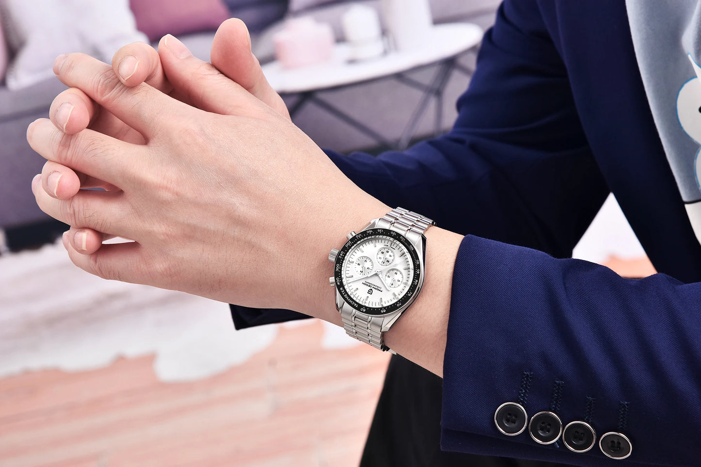 PAGANI DESIGN 2026 New Moon Men's Watches Luxury Quartz Watch For Men VK63 Chronograph AR Sapphire Mirror Ceramic Bezel Luminous