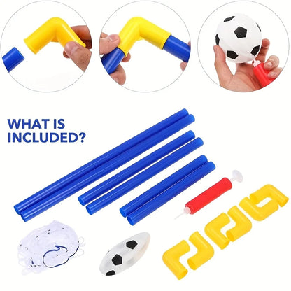 Portable Indoor/Outdoor Toy Football Goal Set44x25cm - Micro Soccer Net Pump&Ball Lightweight Kids Training Park Beach Games