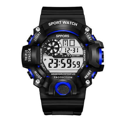 Men's Watch Fashion Sports Electronic Wristwatch Large Dial Multifunctional Waterproof Luminous Alarm Kids Male's Military Watch