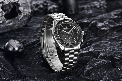 PAGANI DESIGN 2026 New Moon Men's Watches Luxury Quartz Watch For Men VK63 Chronograph AR Sapphire Mirror Ceramic Bezel Luminous