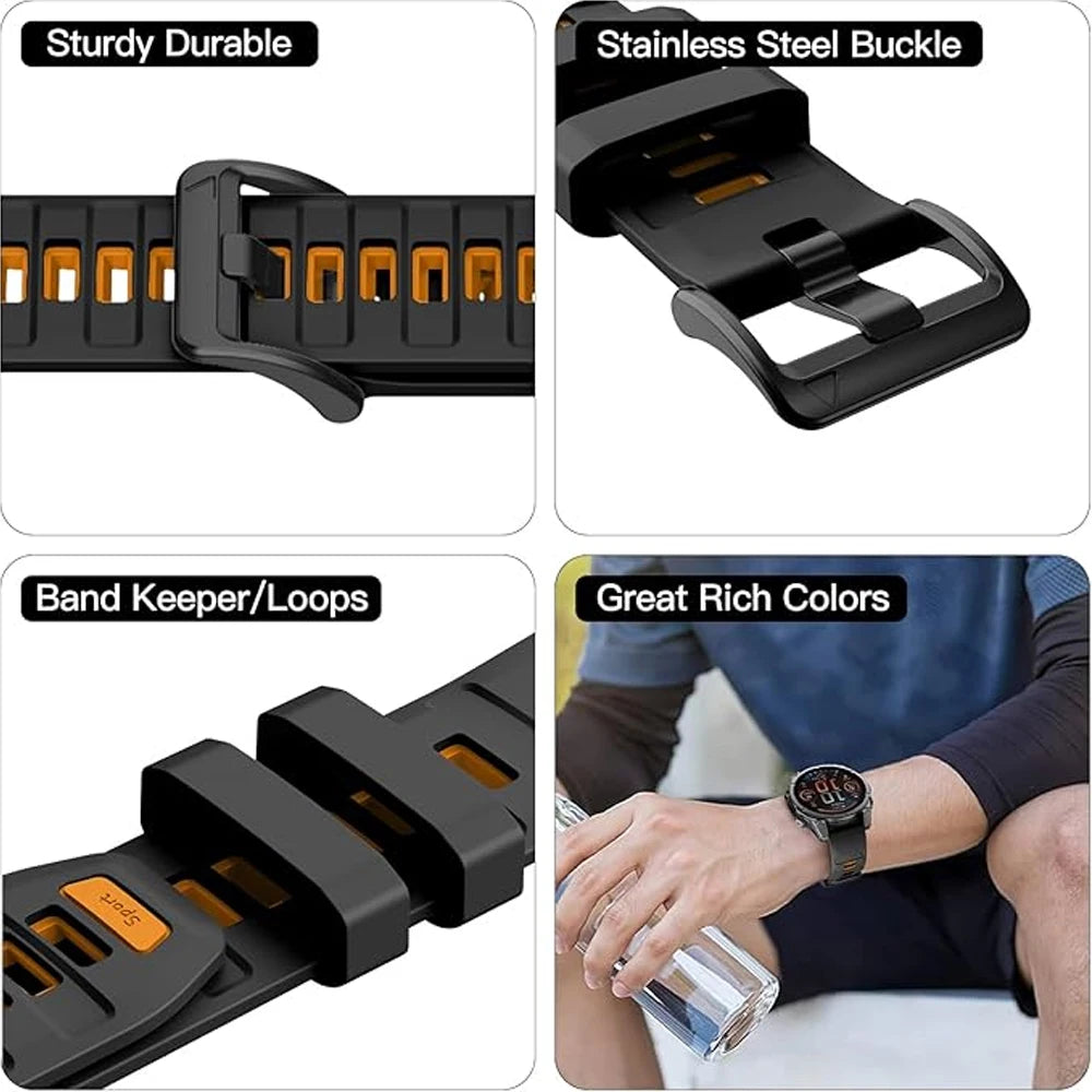 1:1 Fenix8 Watch Band For Garmin Fenix 8 Pro 47mm 51mm E 7 7X 6 6X 5 5X/Epix Pro/Enduro 3/970 QuickFit 22mm 26mm Silicone Strap