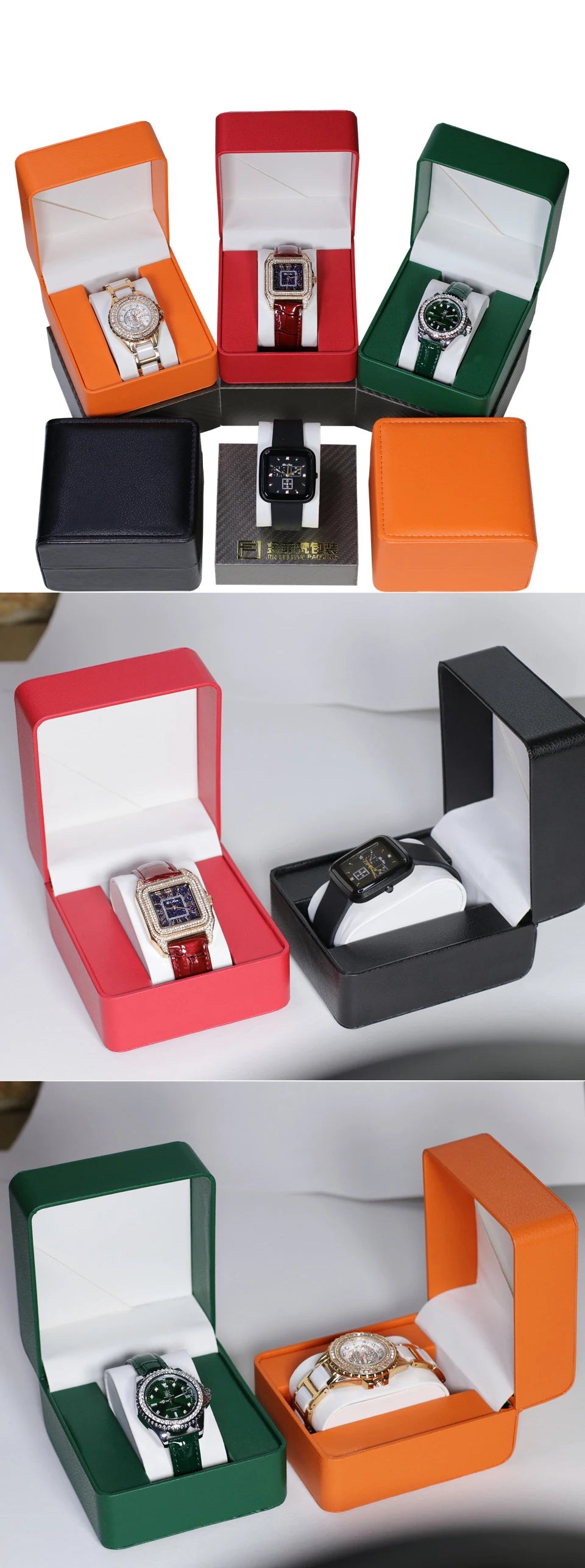 Single Watch Gift Box with Pillow PU Leather Wristwatch Display Case Organizer for Men