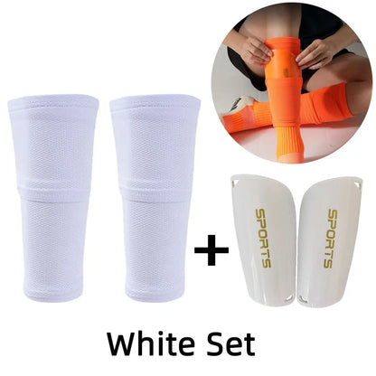 A Set Soccer Shin Guard Adults Kids Socks With Pocket Professional Shields Legging Shinguards Cover Sleeves Protective Gear