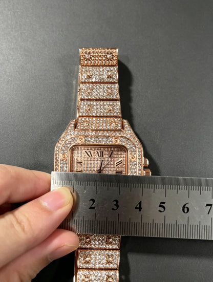 Classic Luxury Business Men's Steel Strap Square Roman Scale Rhinestone Quartz Watch Lesiure Male Wristwatch Relogio Masculino