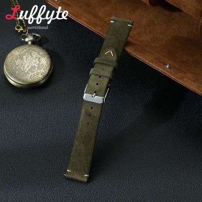 Vintage Suede Leather Watch Band 18mm 20mm 22mm Handmade Men Women Wristwatch Strap Quick Release Smartwatch Watchband
