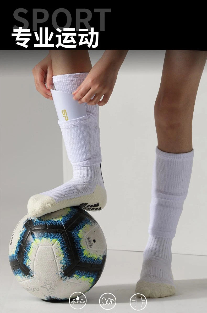 A Set Soccer Shin Guard Adults Kids Socks With Pocket Professional Shields Legging Shinguards Cover Sleeves Protective Gear