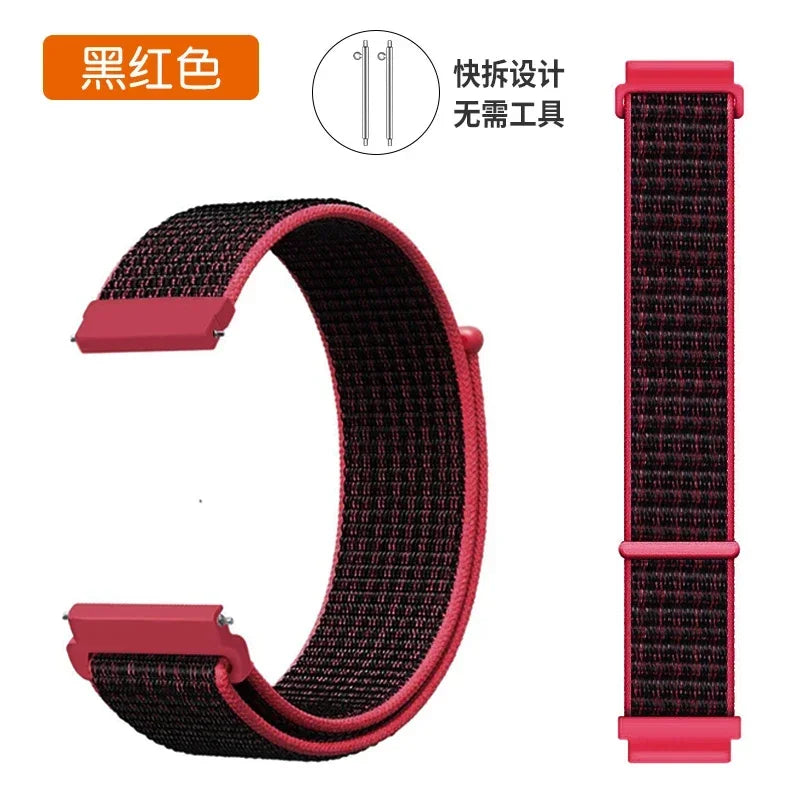 Nylon loop strap For Amazfit bip 6-5-3/u/S/pro Sport 20mm/22mm Bracelet for Amazfit GTS 4/3/2/2e/4 Mini/GTR 4/3/3 Pro/2/2e band