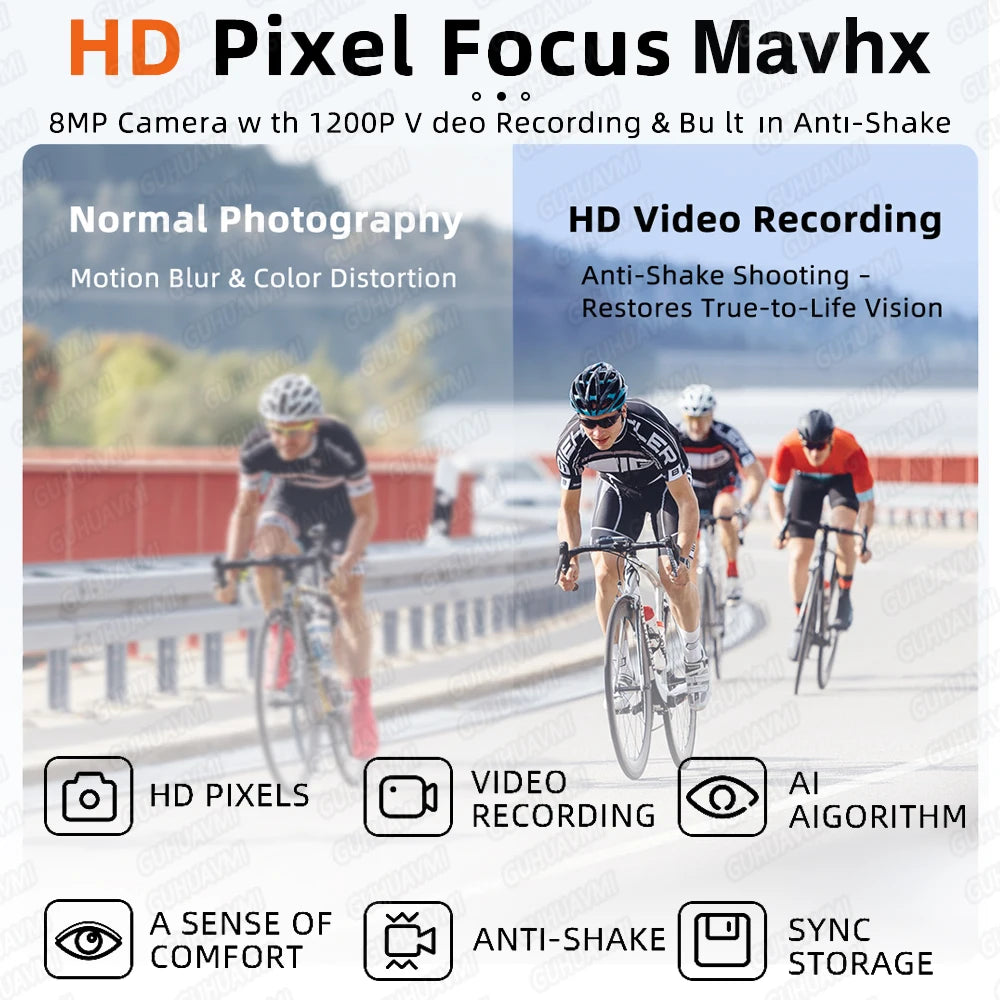 AI Smart Glasses with Camera 4K Video Recording Glasses Polarized Sports Sunglasses EIS Stabilization ual Mic Noise Canceling