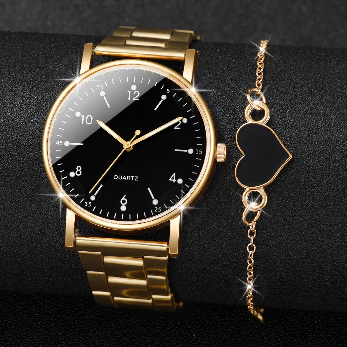 2/4PCS Fashion Arabic Dial Women Watches Simple Quaretz Wristwatch with Bracelets Set Reloj Mujer（Without Box）