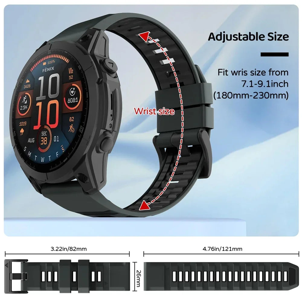 1:1 Fenix8 Watch Band For Garmin Fenix 8 Pro 47mm 51mm E 7 7X 6 6X 5 5X/Epix Pro/Enduro 3/970 QuickFit 22mm 26mm Silicone Strap
