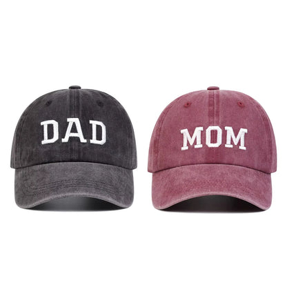 DAD MOM Embroidered Baseball Hat Retro Sports Casual Duck Tongue Hat Sun Hat