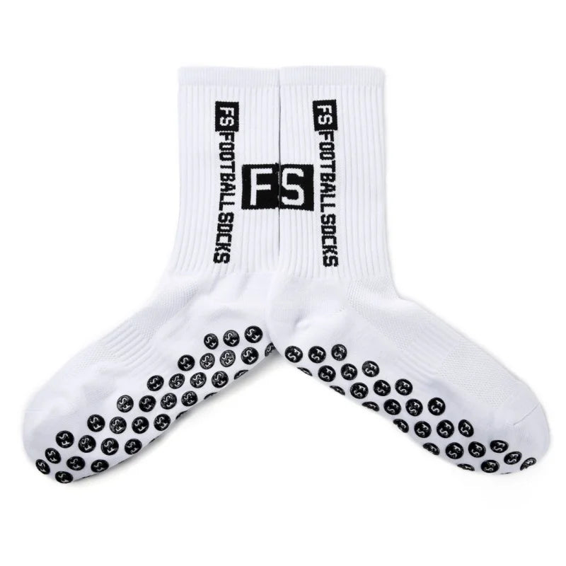 4 Pairs Men's Soccer Socks with Grip, Non Slip Anti Slip Athletic Socks with Cushion Pads for Football/Basketball/Hockey