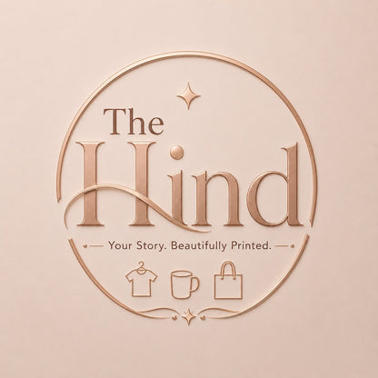 A circular embossed logo design for 'The Hind' featuring the tagline 'Your Story. Beautifully Printed.
